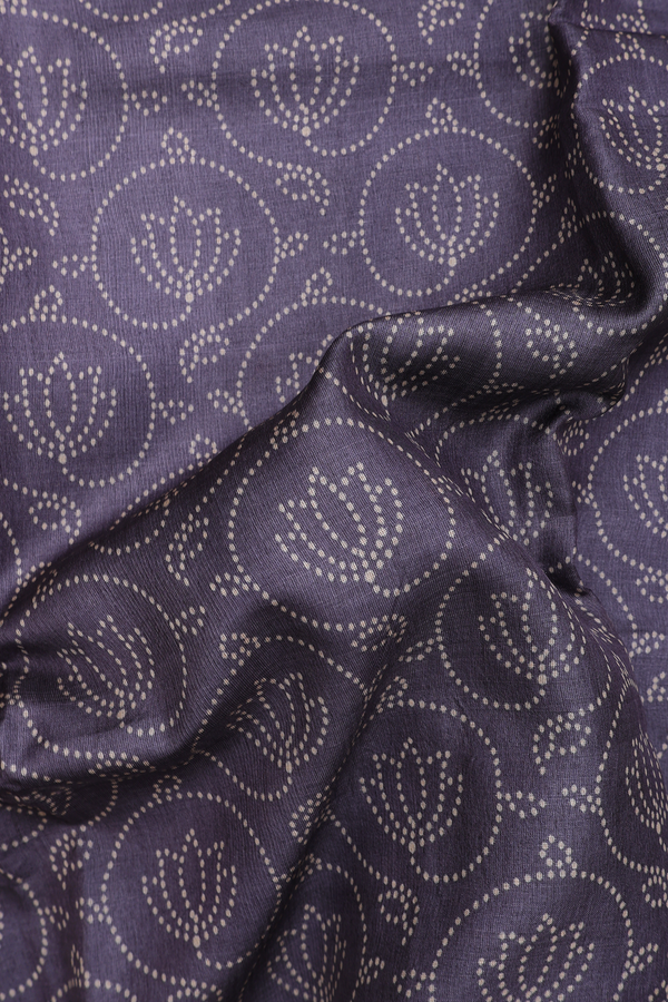 Tussar Silk Saree In Space Blue With Printed Design