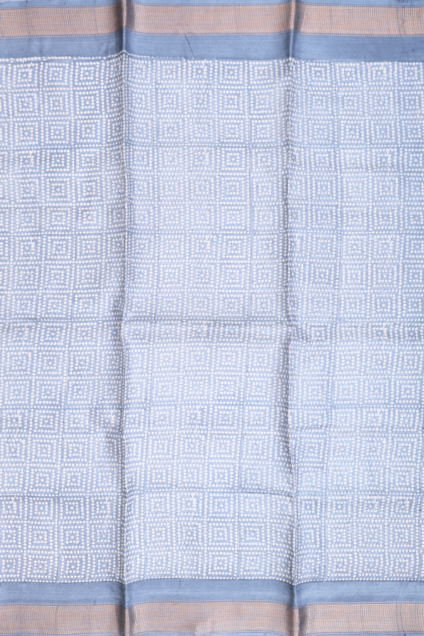 Tussar Silk Saree In Steel Blue With Printed Design