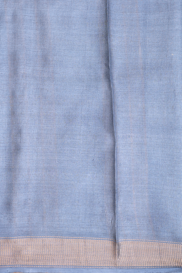 Tussar Silk Saree In Steel Blue With Printed Design