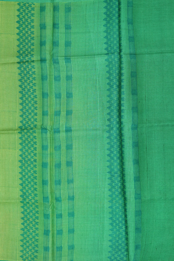 Tussar Silk Saree In Tan And Green With Printed Design