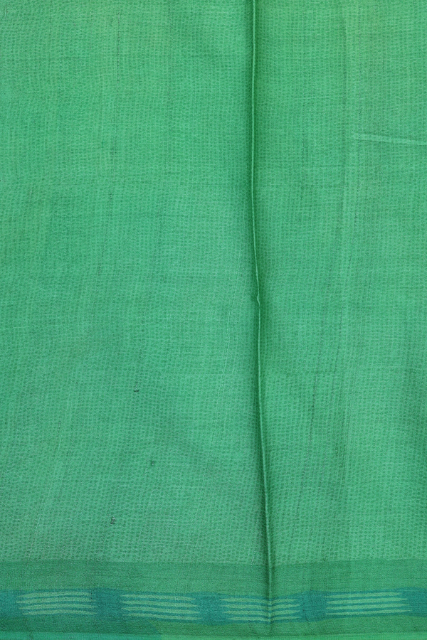 Tussar Silk Saree In Tan And Green With Stripes Design