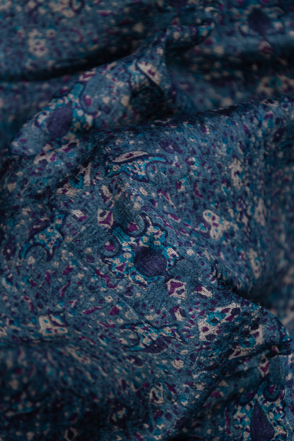 Tussar Silk Saree In Teal Blue With Printed Design
