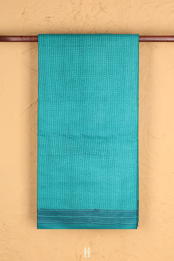 Tussar Silk Saree In Teal Green With Printed Design