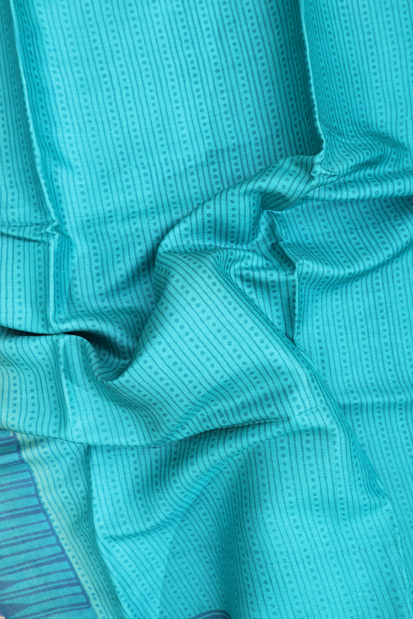 Tussar Silk Saree In Teal Green With Printed Design
