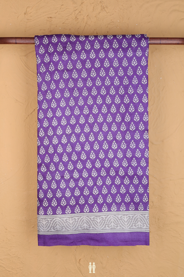 Tussar Silk Saree In Violet With Printed Design