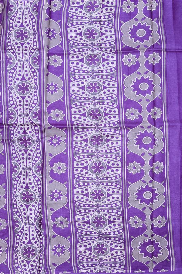 Tussar Silk Saree In Violet With Printed Design