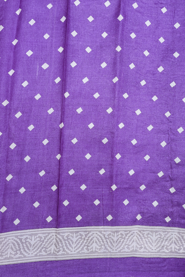 Tussar Silk Saree In Violet With Printed Design