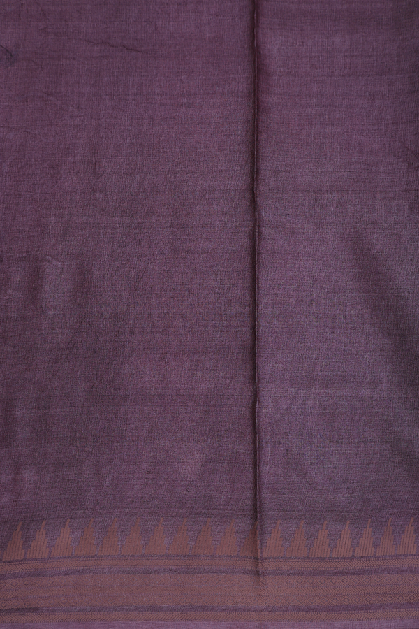 Tussar Silk Saree In White And Brown With Chevron Design