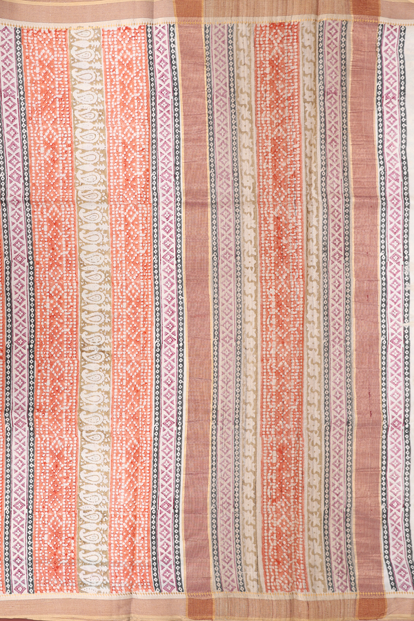 Tussar Silk Saree In White With Floral Printed Design