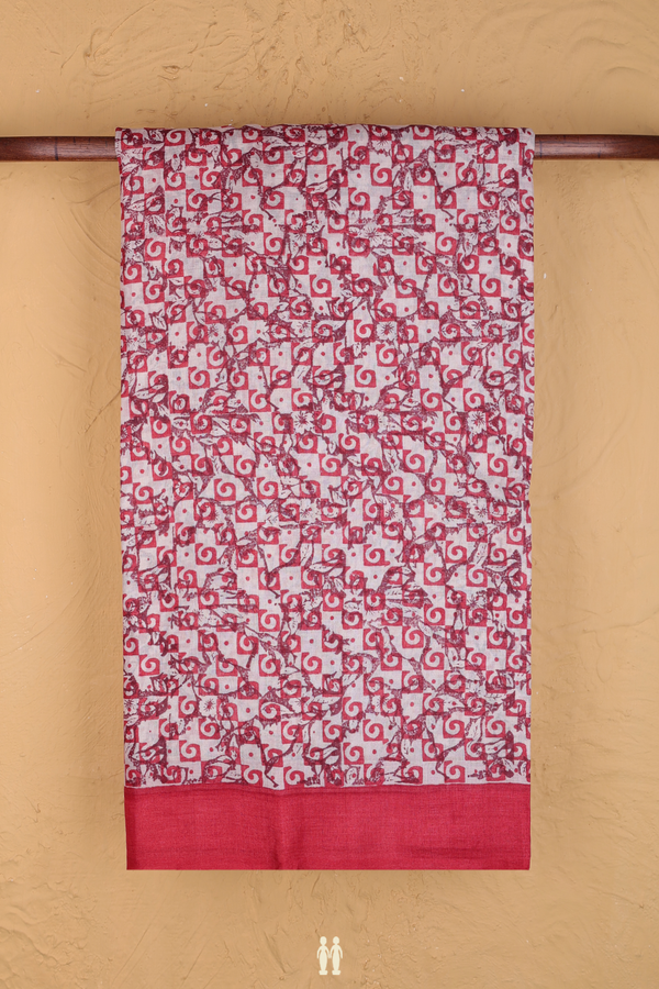 Tussar Silk Saree In White With Printed Design