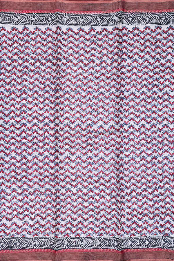 Tussar Silk Saree In White With Printed Design