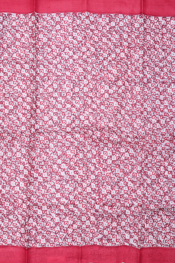Tussar Silk Saree In White With Printed Design