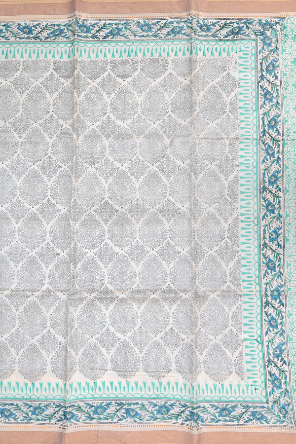 Tussar Silk Saree In White With Printed Design