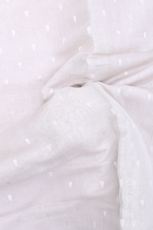 Tussar Silk Saree In White With Rain Drop Buttis