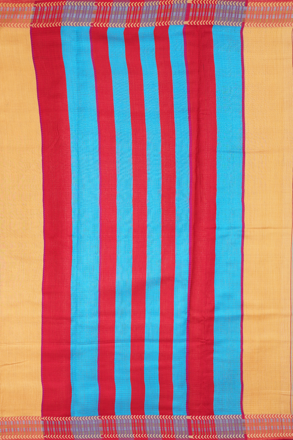 Tussar Silk Saree In Yellow With Stripes Design