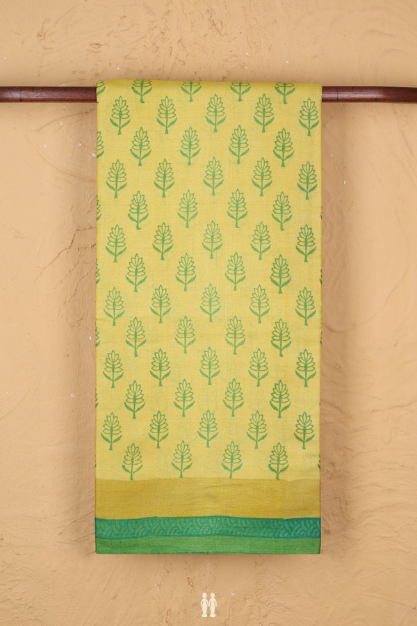 Tussar Silk Saree In Yellow With Floral Buttas