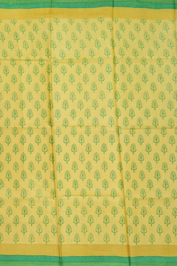 Tussar Silk Saree In Yellow With Floral Buttas