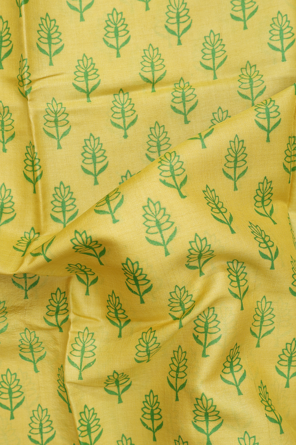 Tussar Silk Saree In Yellow With Floral Buttas