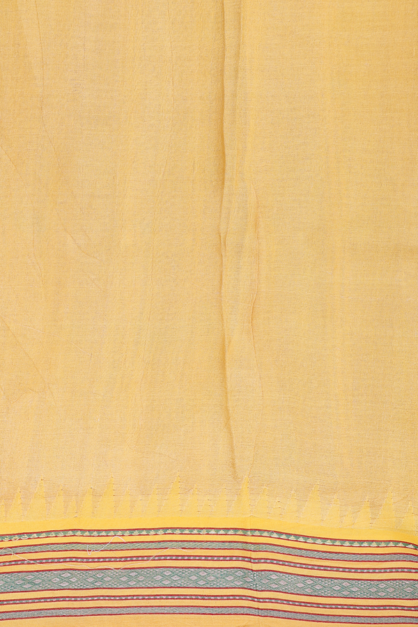 Tussar Silk Saree In Yellow With Floral Design