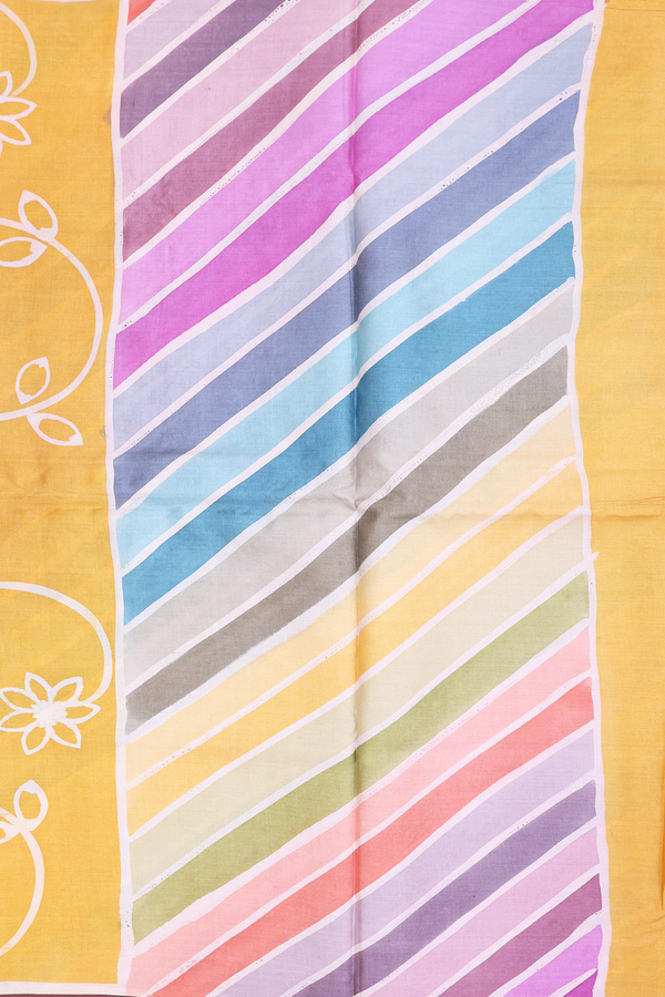 Tussar Silk Saree In Yellow With Floral Printed Design