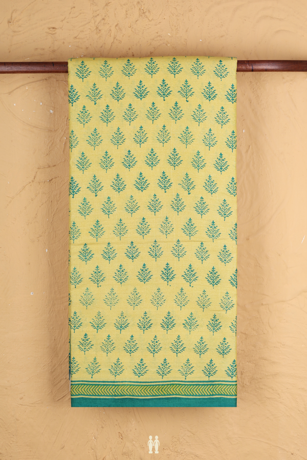 Tussar Silk Saree In Yellow With Printed Design