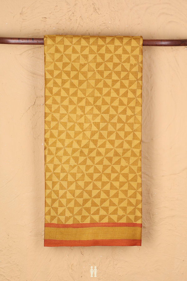 Tussar Silk Saree In Yellow With Printed Design