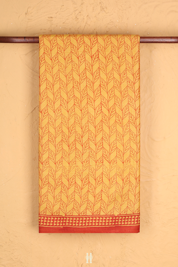 Tussar Silk Saree In Yellow With Printed Design