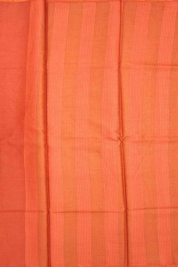 Tussar Silk Saree In Yellow With Printed Design