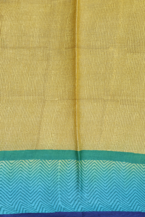 Tussar Silk Saree In Yellow With Printed Design