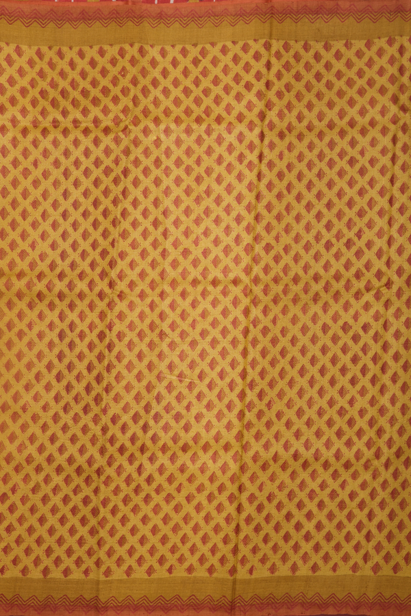Tussar Silk Saree In Yellow With Printed Design