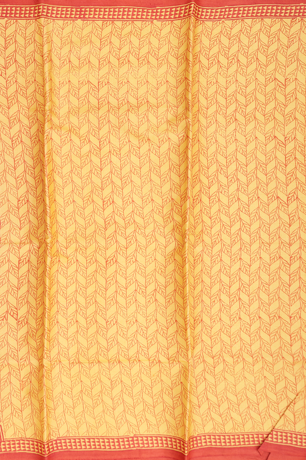 Tussar Silk Saree In Yellow With Printed Design