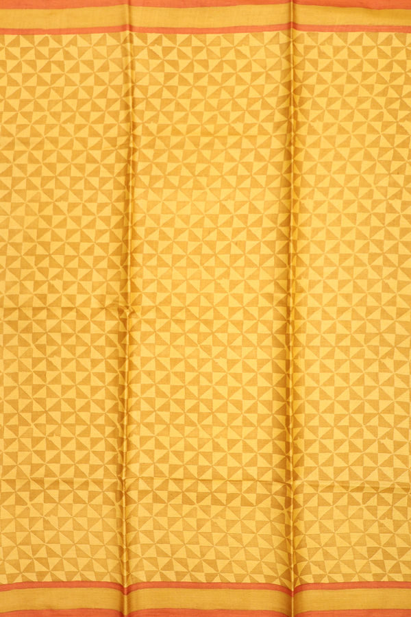 Tussar Silk Saree In Yellow With Printed Design
