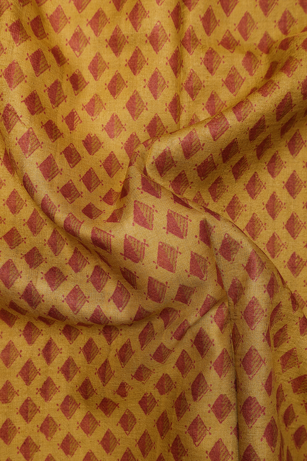 Tussar Silk Saree In Yellow With Printed Design