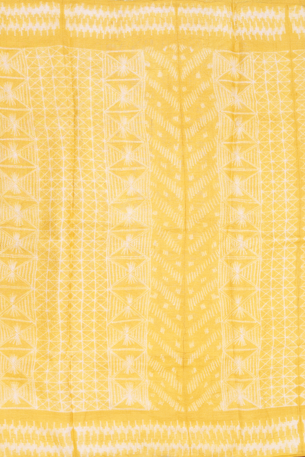 Tussar Silk Saree In Yellow With Shibori Design