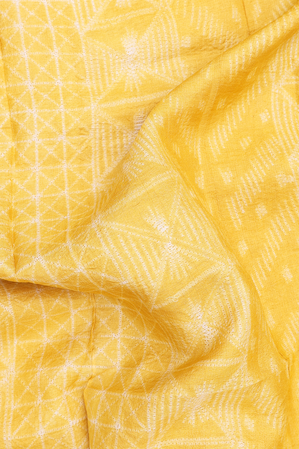 Tussar Silk Saree In Yellow With Shibori Design