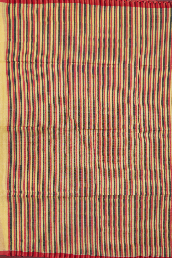 Tussar Silk Saree In Yellow With Threadwork Buttas