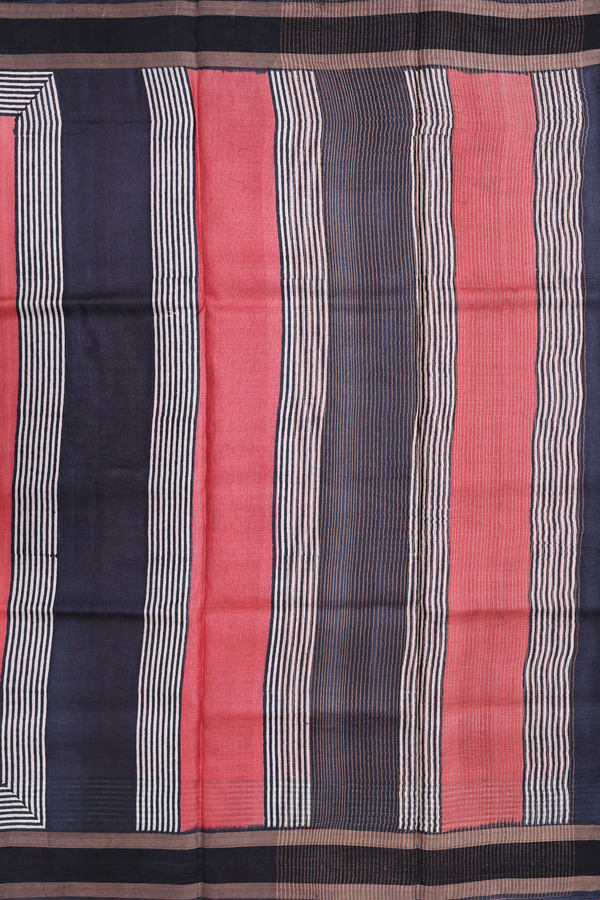 Tussar Silk Saree White With Printed Design