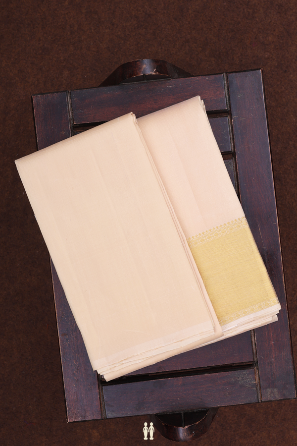 Twill Weave Border Brown Silk Dhoti With Shirt Material