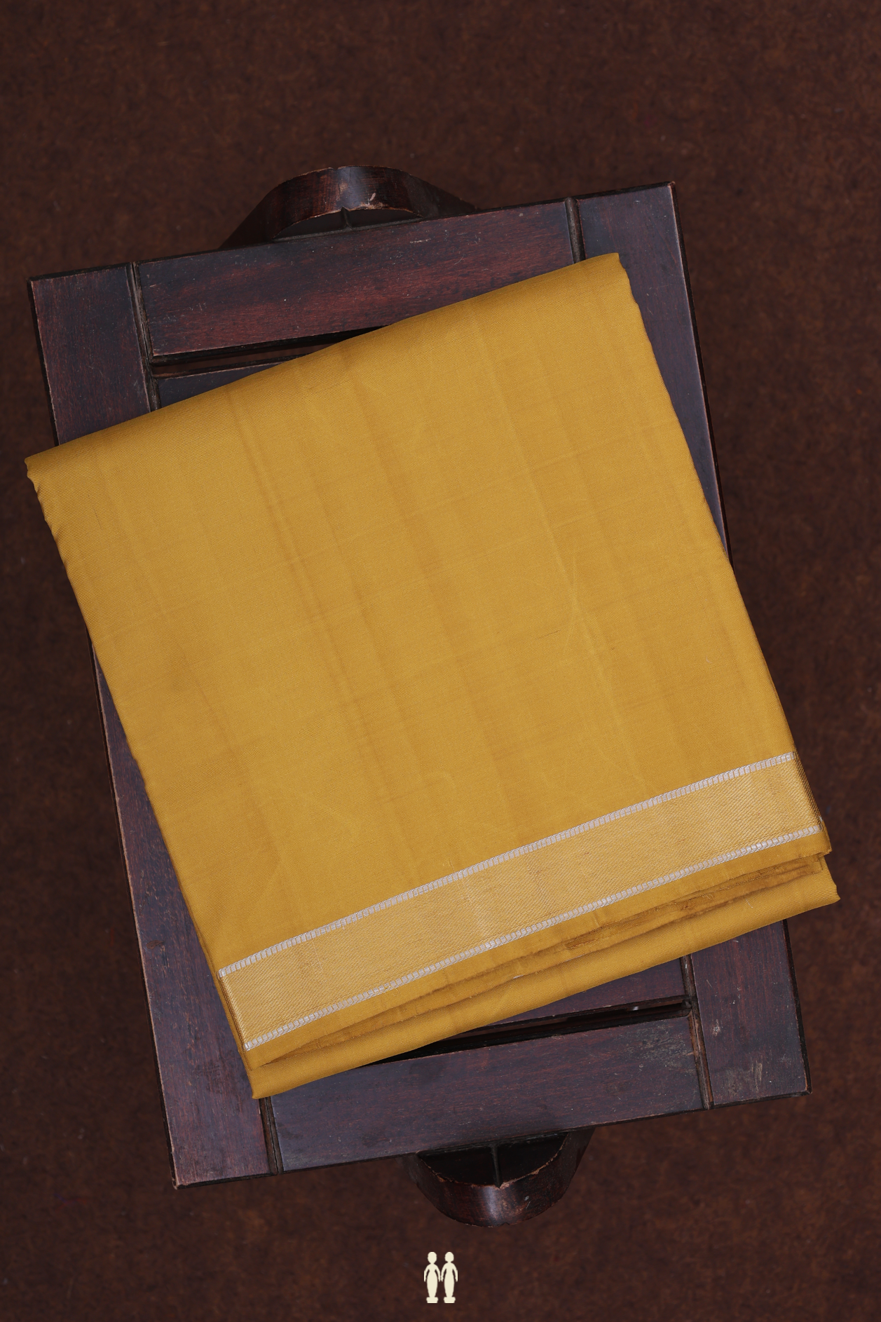 Twill Weave Border Golden Brown Silk Dhoti With Angavastram