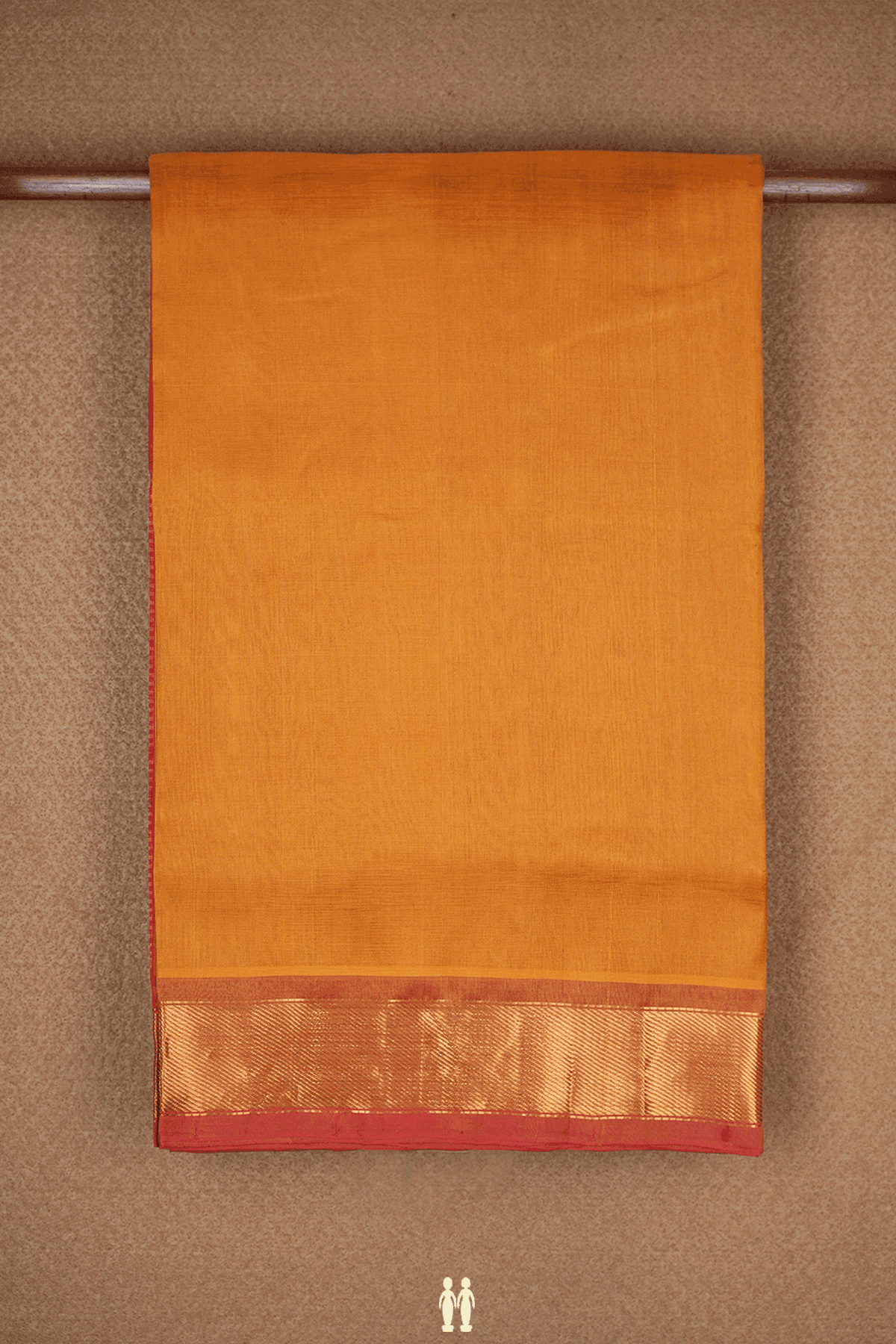 Twill Weave Border Ochre Orange Traditional Silk Cotton Saree