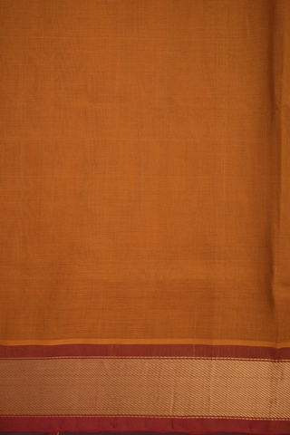 Twill Weave Border Ochre Orange Traditional Silk Cotton Saree