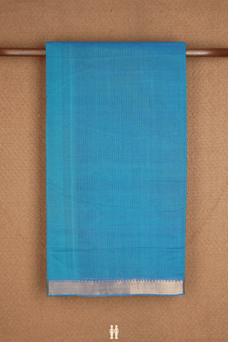 Twill Weave Border Peacock Blue Mangalagiri Cotton Saree