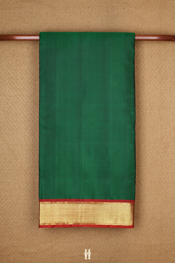 Twill Weave Border Plain Emerald Green Nine Yards Silk Saree