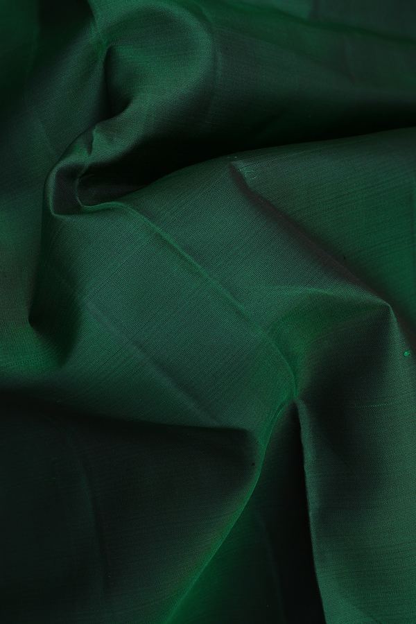Twill Weave Border Plain Emerald Green Nine Yards Silk Saree