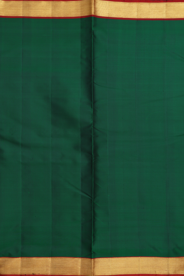 Twill Weave Border Plain Emerald Green Nine Yards Silk Saree