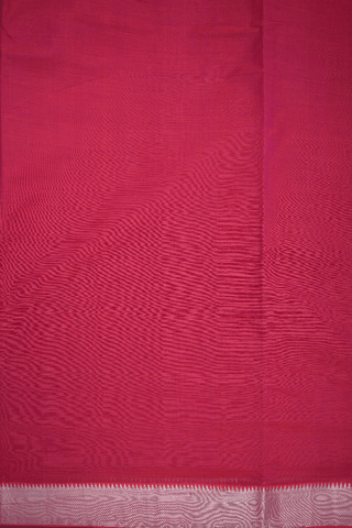 Twill Weave Border Plain Rose Red Mangalagiri Cotton Saree
