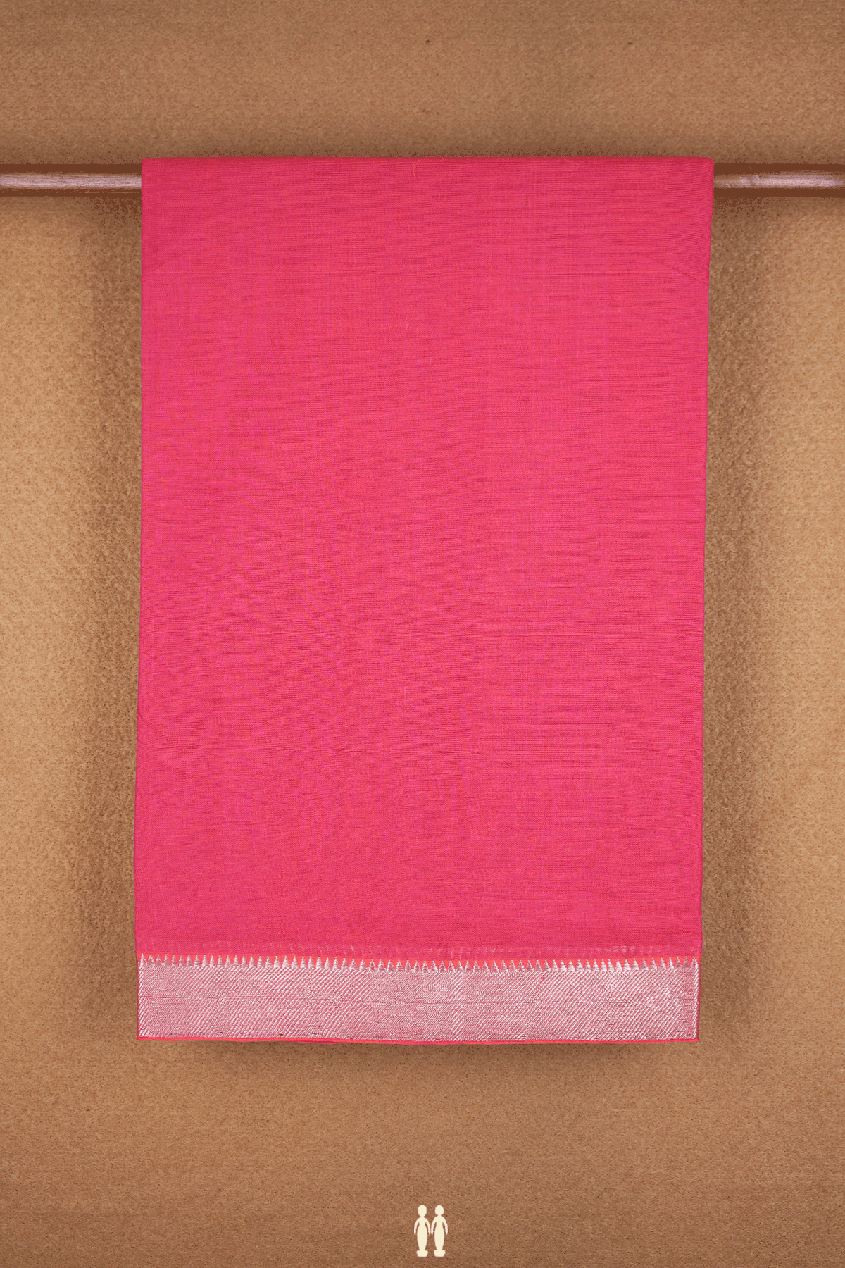 Twill Weave Border Plain Rose Red Mangalagiri Cotton Saree