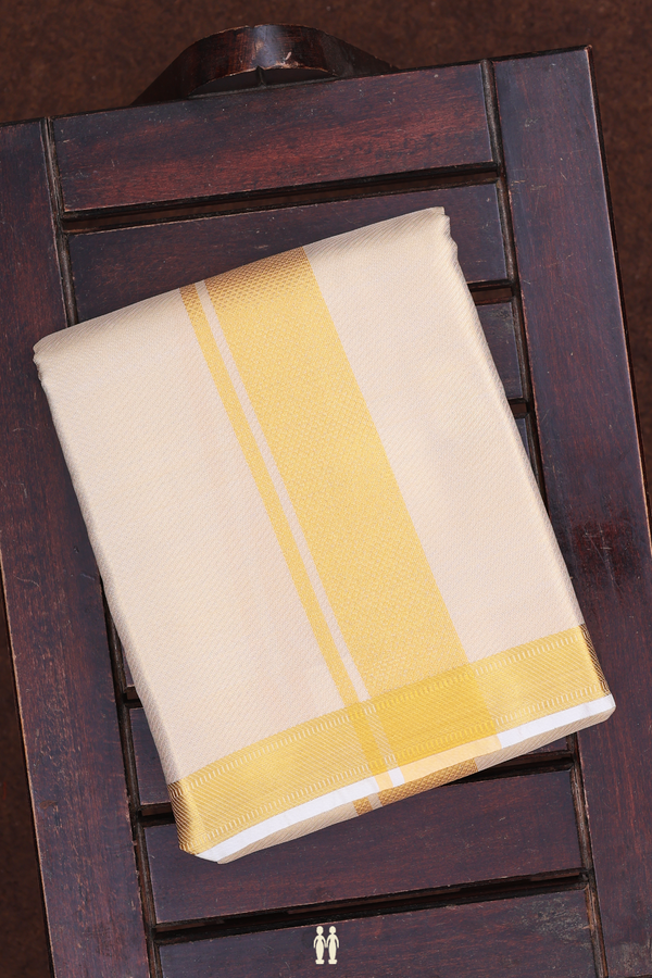 Twill Weave Design Gold Art Silk Dhoti With Shirt Material