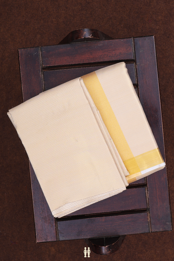 Twill Weave Design Gold Art Silk Dhoti With Shirt Material