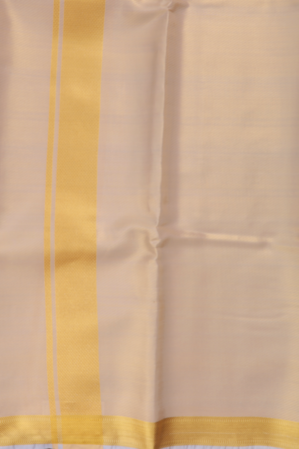 Twill Weave Design Gold Art Silk Dhoti With Shirt Material